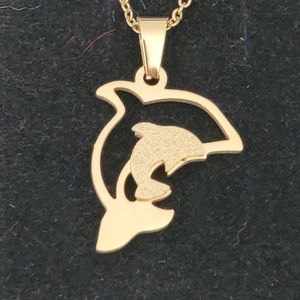 NEW-Gold tone Dolphin necklace set